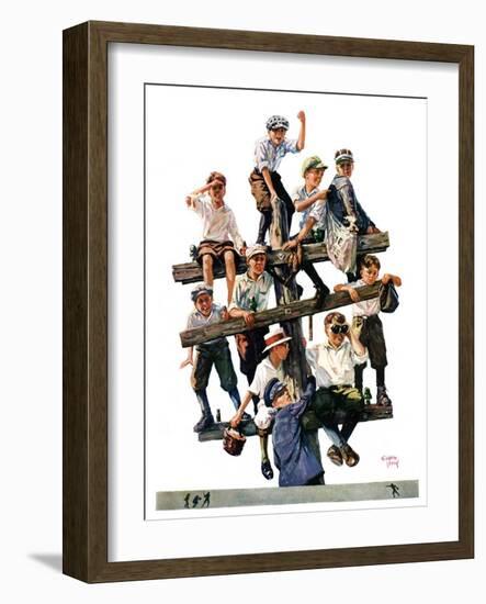 "Baseball Fans,"October 1, 1927-Eugene Iverd-Framed Giclee Print