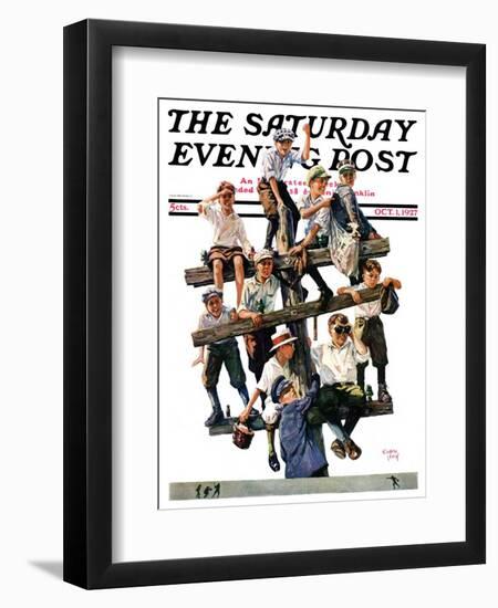 "Baseball Fans," Saturday Evening Post Cover, October 1, 1927-Eugene Iverd-Framed Giclee Print