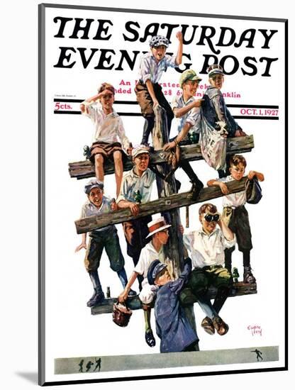 "Baseball Fans," Saturday Evening Post Cover, October 1, 1927-Eugene Iverd-Mounted Giclee Print