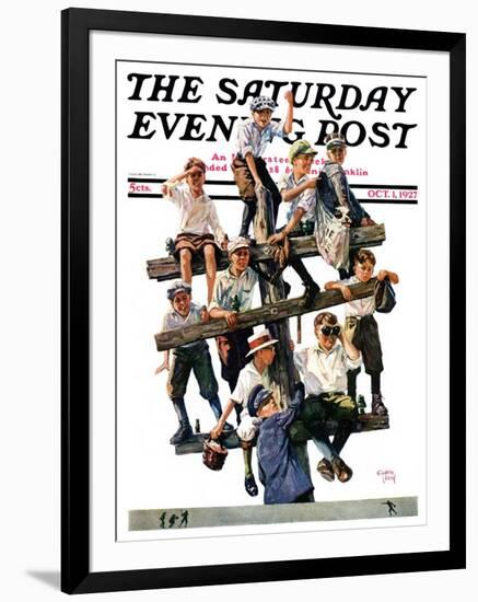 "Baseball Fans," Saturday Evening Post Cover, October 1, 1927-Eugene Iverd-Framed Giclee Print