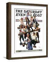 "Baseball Fans," Saturday Evening Post Cover, October 1, 1927-Eugene Iverd-Framed Giclee Print