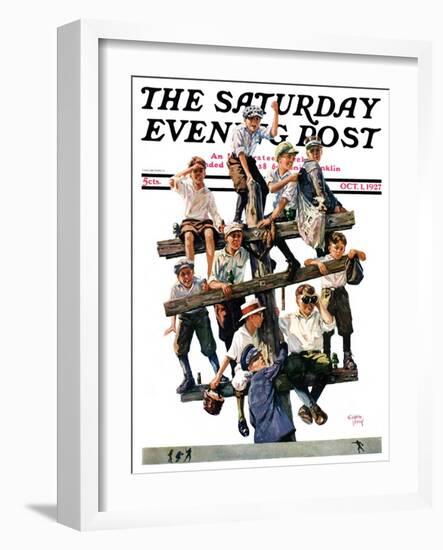 "Baseball Fans," Saturday Evening Post Cover, October 1, 1927-Eugene Iverd-Framed Giclee Print