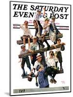 "Baseball Fans," Saturday Evening Post Cover, October 1, 1927-Eugene Iverd-Mounted Giclee Print