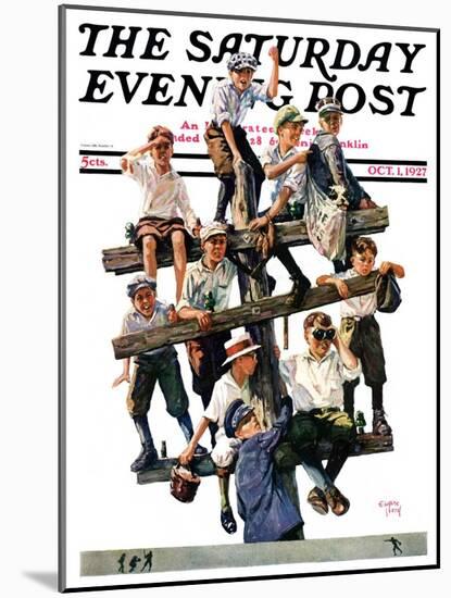 "Baseball Fans," Saturday Evening Post Cover, October 1, 1927-Eugene Iverd-Mounted Giclee Print