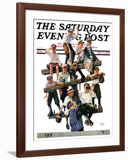 "Baseball Fans," Saturday Evening Post Cover, October 1, 1927-Eugene Iverd-Framed Giclee Print