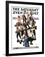 "Baseball Fans," Saturday Evening Post Cover, October 1, 1927-Eugene Iverd-Framed Giclee Print