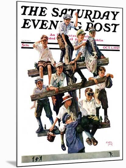 "Baseball Fans," Saturday Evening Post Cover, October 1, 1927-Eugene Iverd-Mounted Giclee Print