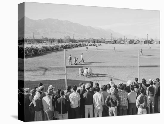 Baseball game, Manzanar Relocation Center, 1943-Ansel Adams-Stretched Canvas