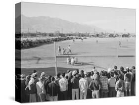 Baseball game, Manzanar Relocation Center, 1943-Ansel Adams-Stretched Canvas