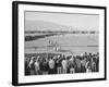 Baseball game, Manzanar Relocation Center, 1943-Ansel Adams-Framed Photographic Print