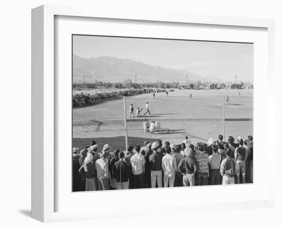 Baseball game, Manzanar Relocation Center, 1943-Ansel Adams-Framed Photographic Print