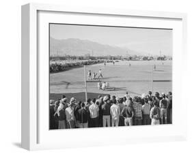 Baseball game, Manzanar Relocation Center, 1943-Ansel Adams-Framed Photographic Print