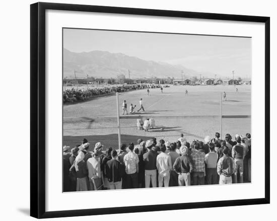 Baseball game, Manzanar Relocation Center, 1943-Ansel Adams-Framed Premium Photographic Print