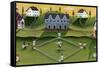 Baseball Game School Church Village-Cheryl Bartley-Framed Stretched Canvas