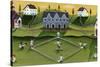 Baseball Game School Church Village-Cheryl Bartley-Stretched Canvas