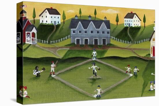 Baseball Game School Church Village-Cheryl Bartley-Stretched Canvas
