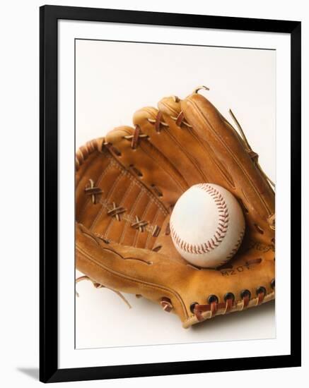 Baseball glove and ball-null-Framed Photographic Print