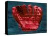 Baseball Glove - Red and Teal-null-Stretched Canvas