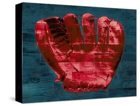 Baseball Glove - Red and Teal-null-Stretched Canvas