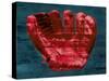 Baseball Glove - Red and Teal-null-Stretched Canvas