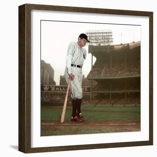 Baseball Great Babe Ruth, Addressing Crowd and Press During Final Appearance at Yankee Stadium-Ralph Morse-Framed Premium Photographic Print