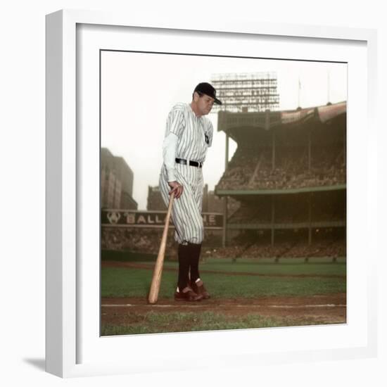 Baseball Great Babe Ruth, Addressing Crowd and Press During Final Appearance at Yankee Stadium-Ralph Morse-Framed Premium Photographic Print