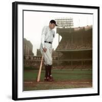 Baseball Great Babe Ruth, Addressing Crowd and Press During Final Appearance at Yankee Stadium-Ralph Morse-Framed Premium Photographic Print