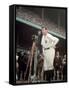 Baseball Great Babe Ruth, Addressing Crowd and Press During Final Appearance at Yankee Stadium-Ralph Morse-Framed Stretched Canvas