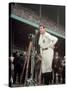 Baseball Great Babe Ruth, Addressing Crowd and Press During Final Appearance at Yankee Stadium-Ralph Morse-Stretched Canvas