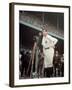 Baseball Great Babe Ruth, Addressing Crowd and Press During Final Appearance at Yankee Stadium-Ralph Morse-Framed Premium Photographic Print