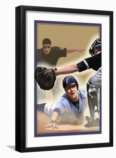 Baseball - Homeplate-Lantern Press-Framed Art Print