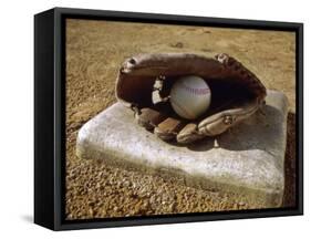 Baseball in a Baseball Glove on a Base-null-Framed Stretched Canvas