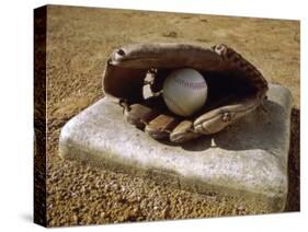 Baseball in a Baseball Glove on a Base-null-Stretched Canvas