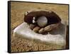 Baseball in a Baseball Glove on a Base-null-Framed Stretched Canvas