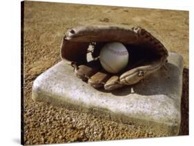 Baseball in a Baseball Glove on a Base-null-Stretched Canvas