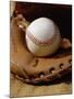 Baseball in a Glove-null-Mounted Premium Photographic Print