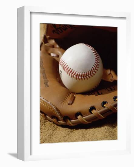 Baseball in a Glove-null-Framed Photographic Print