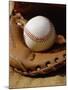 Baseball in a Glove-null-Mounted Photographic Print