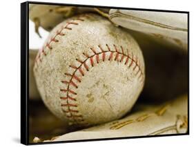 Baseball in Baseball Glove-Rob Chatterson-Framed Stretched Canvas