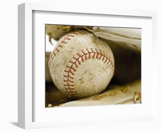 Baseball in Baseball Glove-Rob Chatterson-Framed Photographic Print