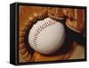 Baseball in Glove-Chris Trotman-Framed Stretched Canvas