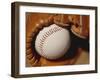 Baseball in Glove-Chris Trotman-Framed Photographic Print