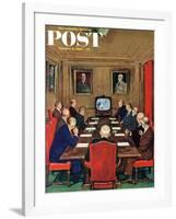 "Baseball in the Boardroom," Saturday Evening Post Cover, October 8, 1960-Lonie Bee-Framed Giclee Print