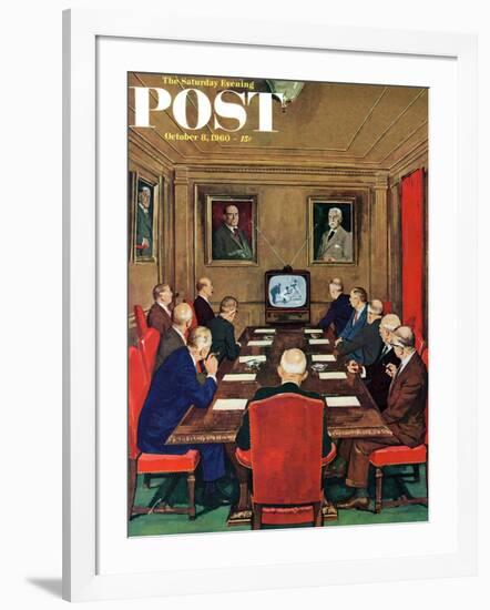 "Baseball in the Boardroom," Saturday Evening Post Cover, October 8, 1960-Lonie Bee-Framed Giclee Print