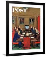 "Baseball in the Boardroom," Saturday Evening Post Cover, October 8, 1960-Lonie Bee-Framed Giclee Print