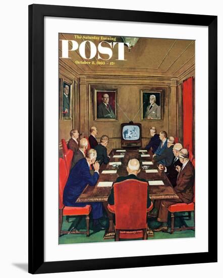 "Baseball in the Boardroom," Saturday Evening Post Cover, October 8, 1960-Lonie Bee-Framed Giclee Print