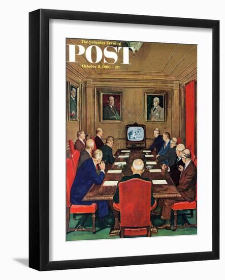 "Baseball in the Boardroom," Saturday Evening Post Cover, October 8, 1960-Lonie Bee-Framed Giclee Print