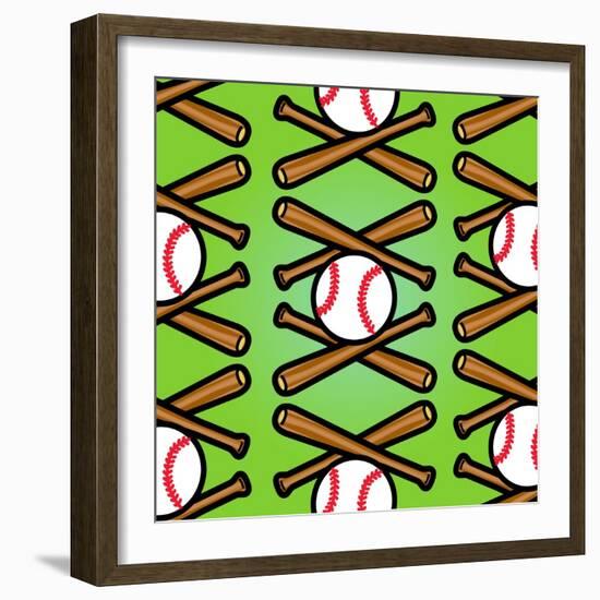 Baseball Pattern-null-Framed Giclee Print