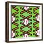 Baseball Pattern-null-Framed Giclee Print