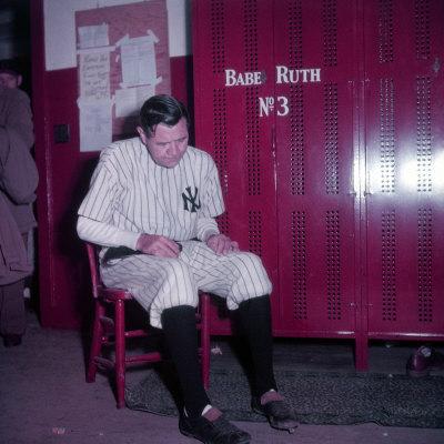 'Baseball Player Babe Ruth in Uniform at Yankee Stadium' Premium ...